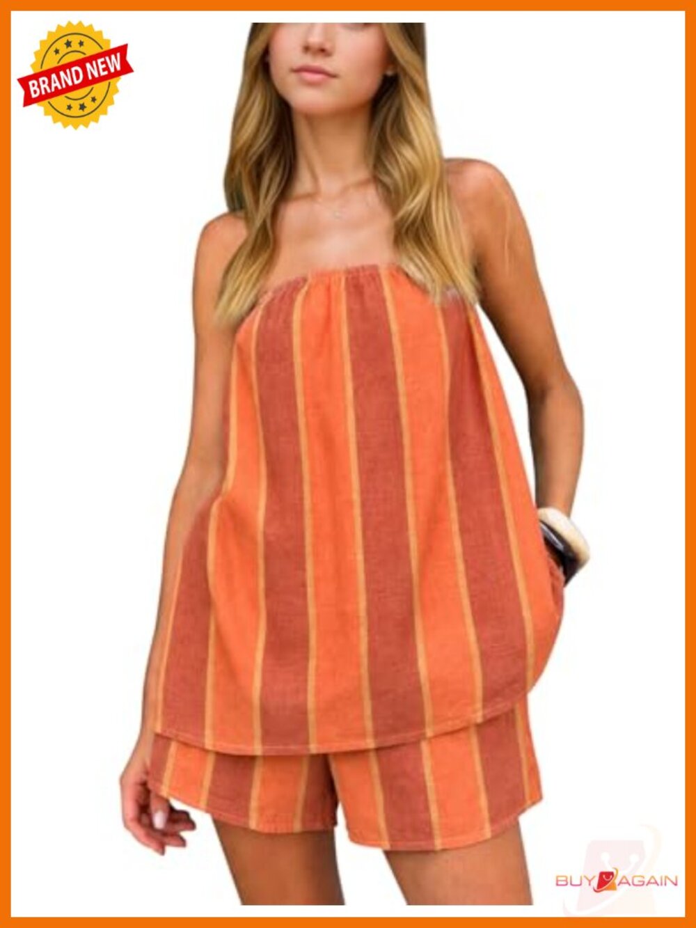 Women's Cotton 2 Piece Short Set Strapless Tube Top & Shorts